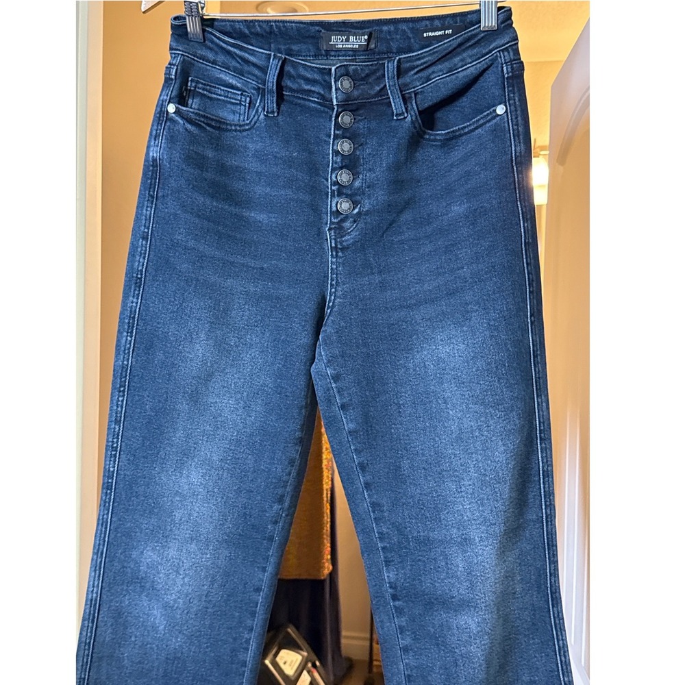 Judy Blue Los Angeles Straight Fit Dark Wash Button‎ Fly Jeans Size 7 28 comfort